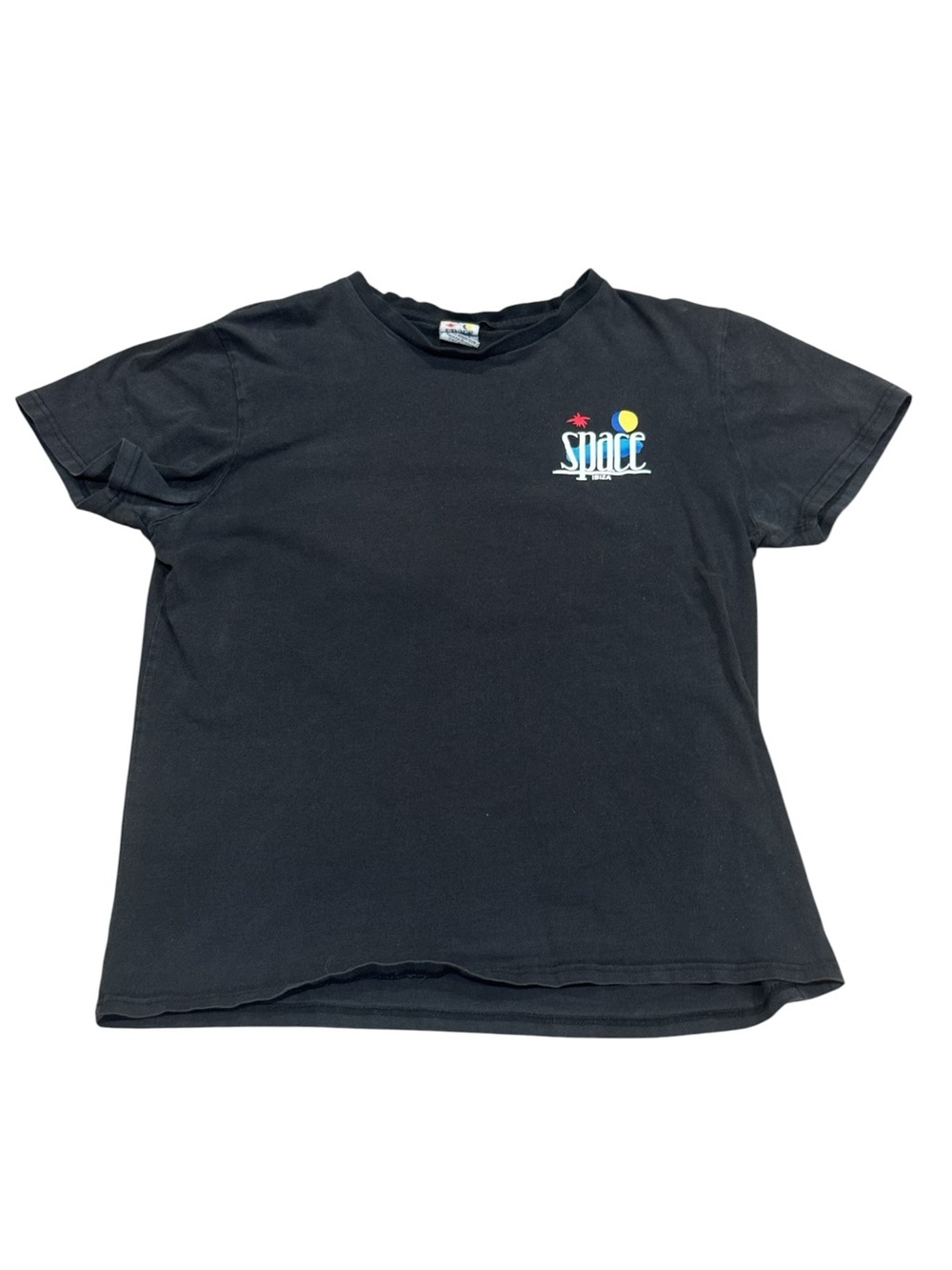 Vintage 2000s Space Ibiza Beach Club Graphic T-Shirt - Black Rave Clubwear